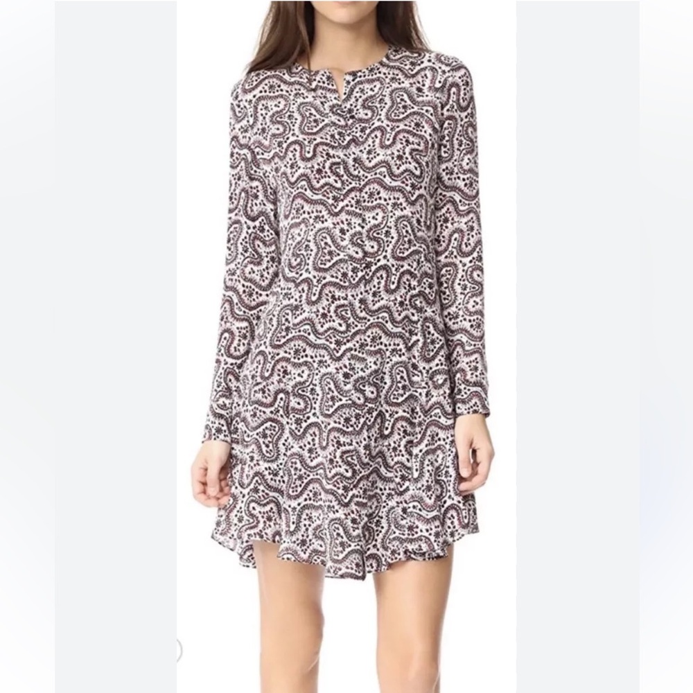 A.L.C. Women’s Randi White/Red/Black Floral Print Silk Long Sleeve Dress. Size 8